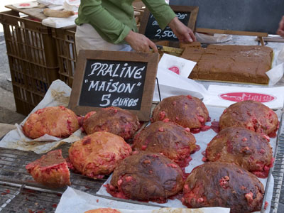 Praline maison stall, Annecy market, Savoie, France 0294DFR